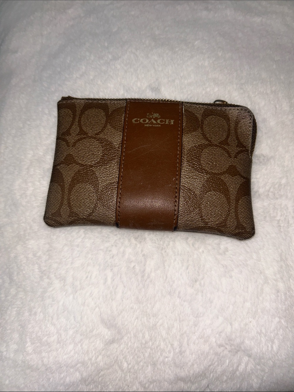 Coach Brown Monogram Zip Pouch